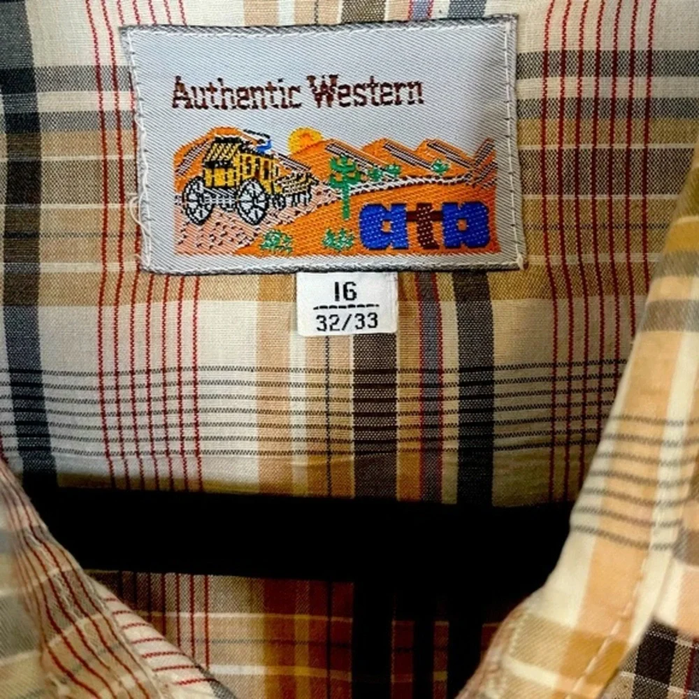 ATB Authentic‎ Western Vintage Pearl Snap Long Sleeve Button Up Shirt Size 16
